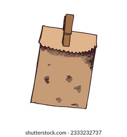 Vector Single Sketch Paper Tasche für wenig Geschenk mit Holzstift Shopping. Brief