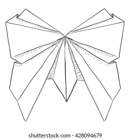 Vector Single Sketch Paper Butterfly. Traditional Origami Thing