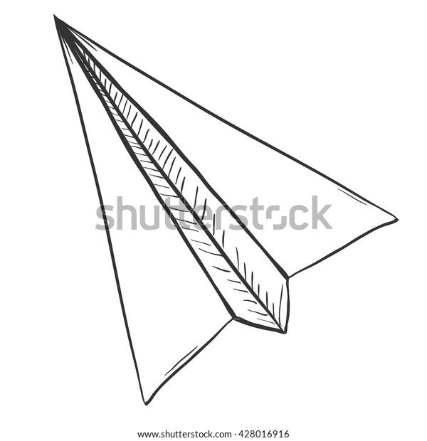 Vector Single Sketch Paper Plane Traditional Stock Vector (Royalty Free