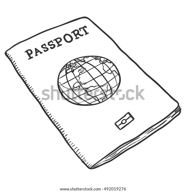 Vector Single Sketch Passport Stock Vector (Royalty Free) 492019276 ...