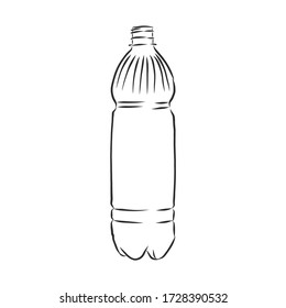 Vector Single Sketch Plastic Bottle of Water. plastic bottle, container, vector sketch illustration