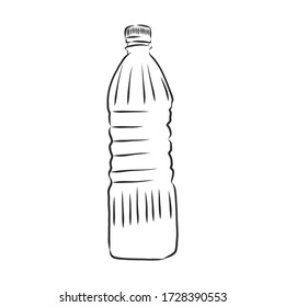 Vector Single Sketch Plastic Bottle of Water. plastic bottle, container, vector sketch illustration