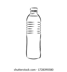 Vector Single Sketch Plastic Bottle of Water. plastic bottle, container, vector sketch illustration