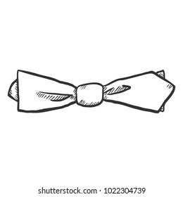 Vector Single Sketch Slim Diamond Bow Tie. Vintage Fashion Accessory