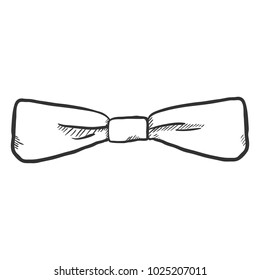 Vector Single Sketch Slim Straight Bow Tie. Vintage Fashion Accessory