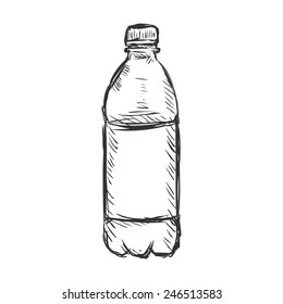 Vector Single Sketch Small Plastic Bottle Of Water