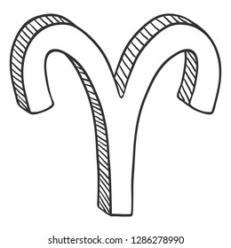 Vector Single Sketch Zodiac Sign - Aries.
