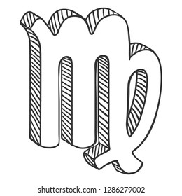 Vector Single Sketch Zodiac Sign - Virgo
