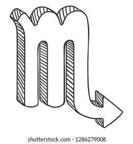 Vector Single Sketch Zodiac Sign - Scorpio