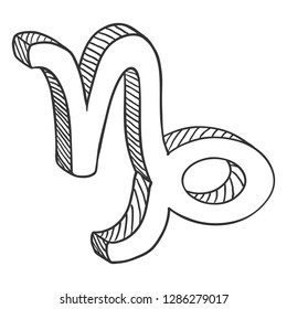 Vector Single Sketch Zodiac Sign - Capricorn