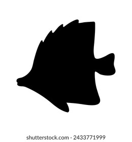 Vector single small fish silhouette. Doodle illustrations. Hand drawn, not AI