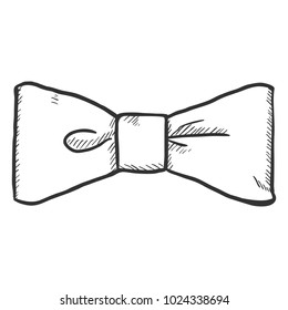 Vector Single Standard Sketch Bow Tie. Vintage Fashion Accessory