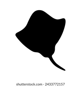 Vector single stingray fish silhouette. Doodle illustrations. Hand drawn, not AI