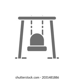 Vector single swing for playground grey icon.