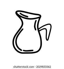Vector Single teapot, coffee pot, stew pan or jug for kitchen. Funny, cute Illustration for seasonal design, textile, decoration kids playroom or greeting card. Hand drawn prints and doodle Stay home.
