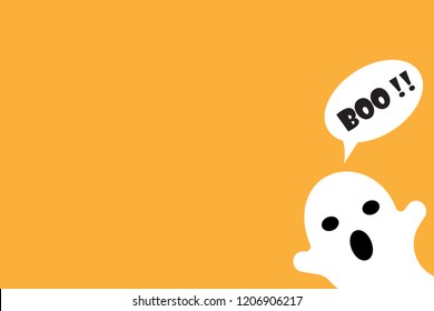 Vector Single White Ghost Boo!! Wallpaper with orange background