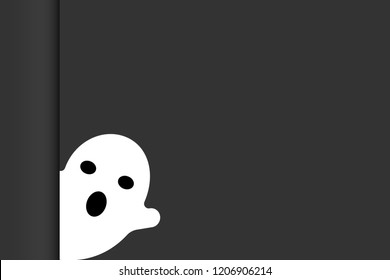 Vector Single White Ghost hiding Wallpaper with black background