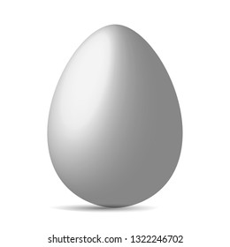 Vector single white realistic chicken egg isolated on white background.