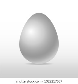 Vector single white realistic chiken egg isolated on white background with soft shadow. Perfect Easter holiday template.Three-dimensional illustration. Eps 10.