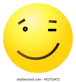 Vector Single Yellow Gradient Emoticon on White Background