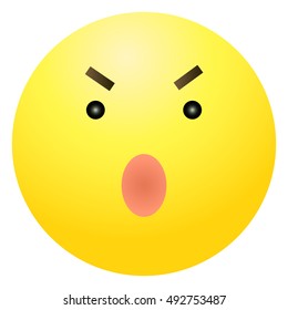 Vector Single Yellow Gradient Emoticon on White Background