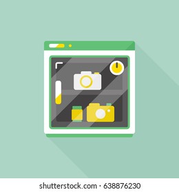 vector single-lens reflex camera in the cabinet, dry box / maintain instruments concept