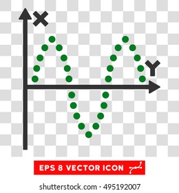 Vector Sinusoid Plot EPS vector icon. Illustration style is flat iconic bicolor green and gray symbol on a transparent background.