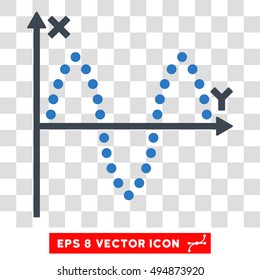 Vector Sinusoid Plot EPS vector pictogram. Illustration style is flat iconic bicolor smooth blue symbol on a transparent background.