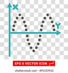Vector Sinusoid Plot EPS vector pictogram. Illustration style is flat iconic bicolor grey and cyan symbol on a transparent background.