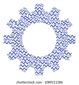 Vector sinusoid wave icons are united into cog combination. Technical design concept constructed from sinusoid wave objects.