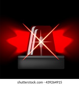 Vector Siren Icon Isolated on Black Background. Red Emergency Flash. Car Alarm Symbol