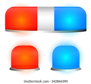 Vector siren lamps, emergency lights, flashers