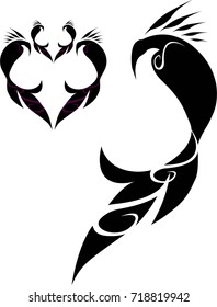 Vector Sitting Black Bird Silhouette 