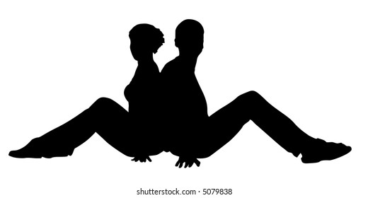 vector sitting couple. spring.