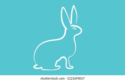 Vector of a Sitting Rabbit. Drawing of Sitting Bunny. Editable Line Art Illustration of Sitting Rabbit. Cartoon of Rabbit.