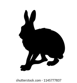 Vector sitting rabbit silhouette wild animal illustration