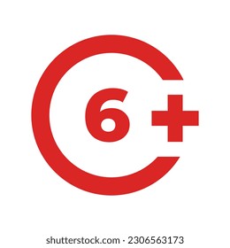 Vector six 6 plus icon symbol illustration design template red