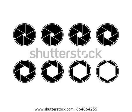 Vector six blade aperture icon set. Camera lens shutter apertures. Photography.