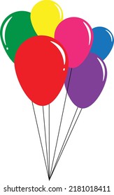 Vector six colorful balloons without background