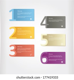 Vector - six colorfully cards with place for your content. Universal vector template ready for use.