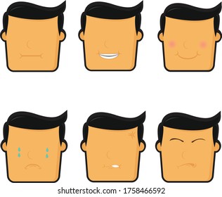 vector with six kinds of facial expressions