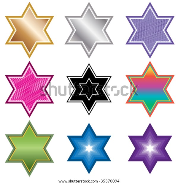 Vector Six Pointed Star David Different Stock Vector Royalty Free
