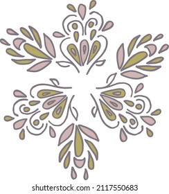 Vector six-pointed leaves. Botanical design for ribbon, border, trim.