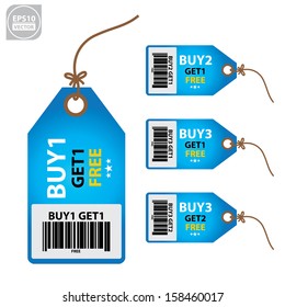 Vector: Size clothing blue labels. 