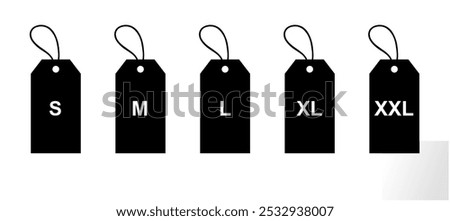 vector size clothing labels or tags collection. cloth size badge illustration on white background	
