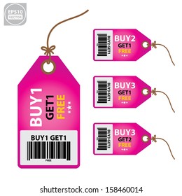 Vector: Size clothing pink labels. 