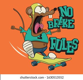vector skate rider mouse character drawing 