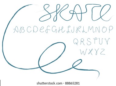 Vector skate trace alphabet on a white background