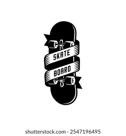 vector skateboard circled with white ribbon