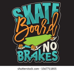 vector skateboard illustration andslogans print